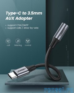 Адаптер USB C на Jack наушники до 3,5мм